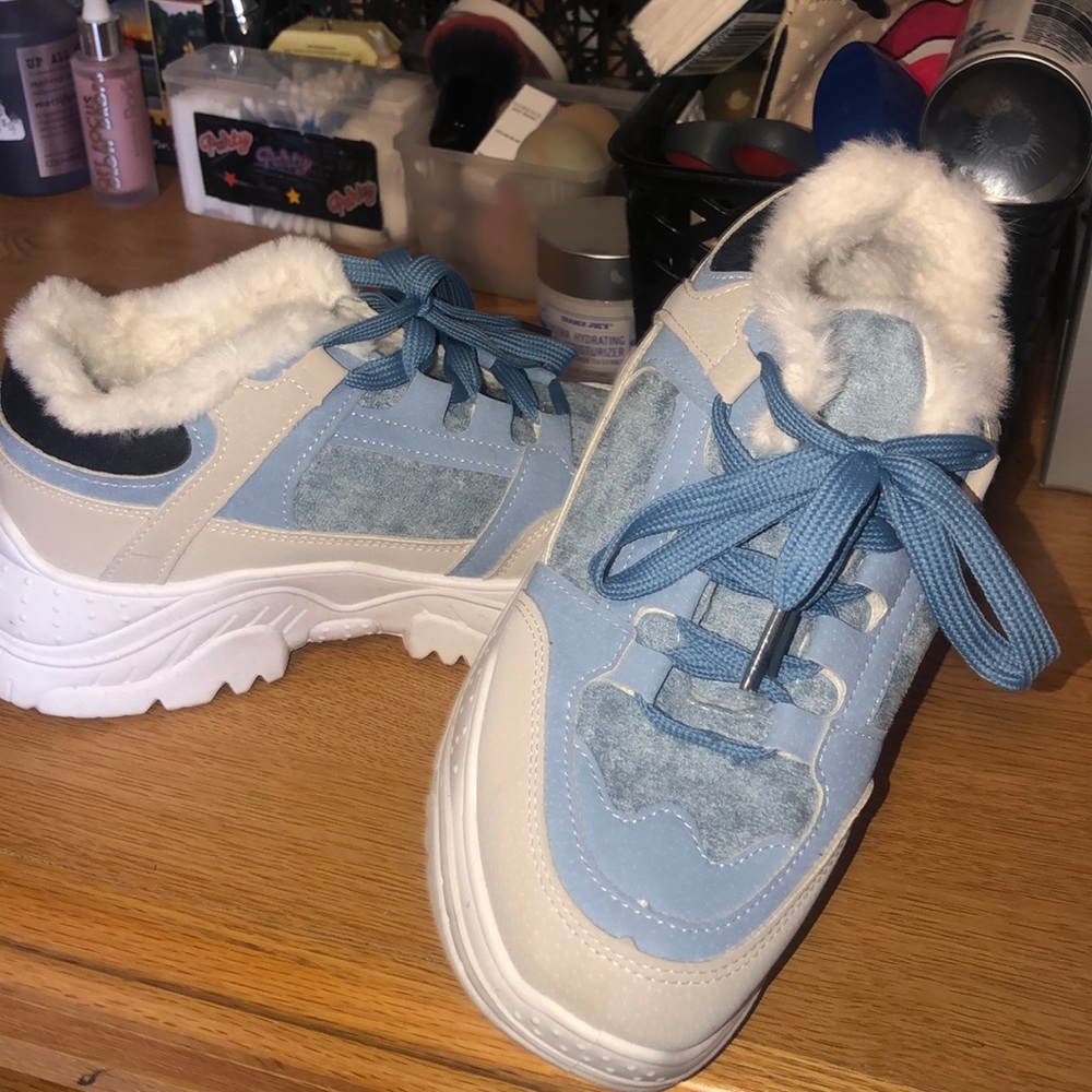 fluffy chunky sneakers WORN ONCE